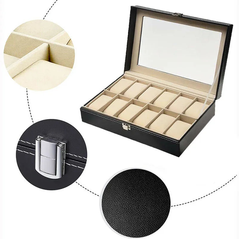 Boîte à Montres Simili Cuir Rangement