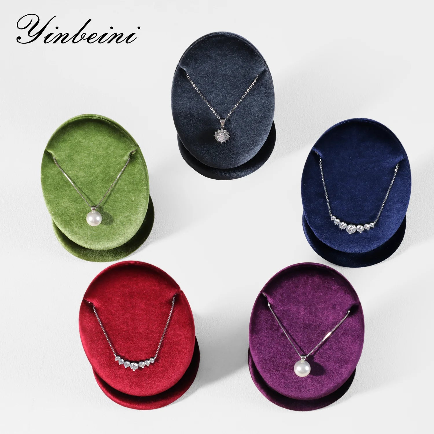 Présentoir Collier Velours Ovale Multicolore