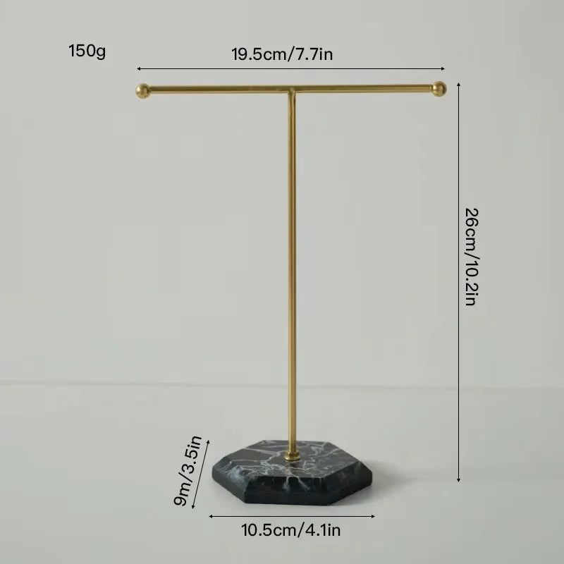 Présentoir Collier Métal Socle Marbre Élégant