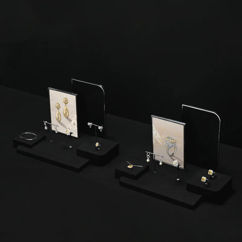 Présentoir Bijoux Velours Noir Vitrine Boutique