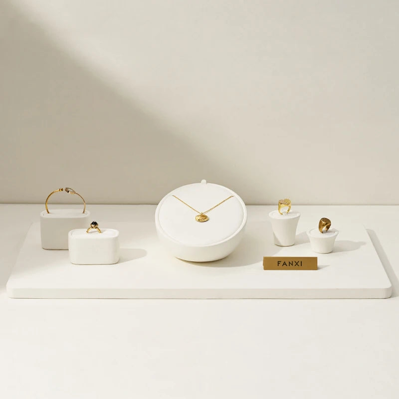 Présentoir Bijoux Velours Beige Boutique