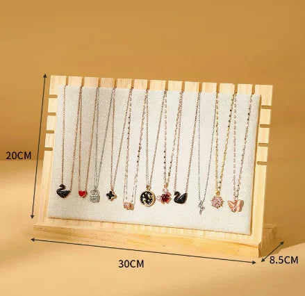Présentoir Collier Bois Simili Cuir Plat