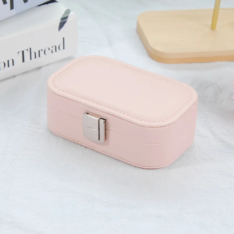 Boîte à Bijoux Cuir PU Velours Portable Bouton
