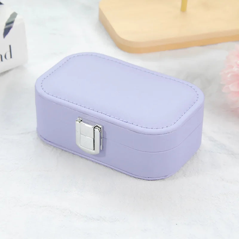 Boîte à Bijoux Cuir PU Velours Portable Bouton