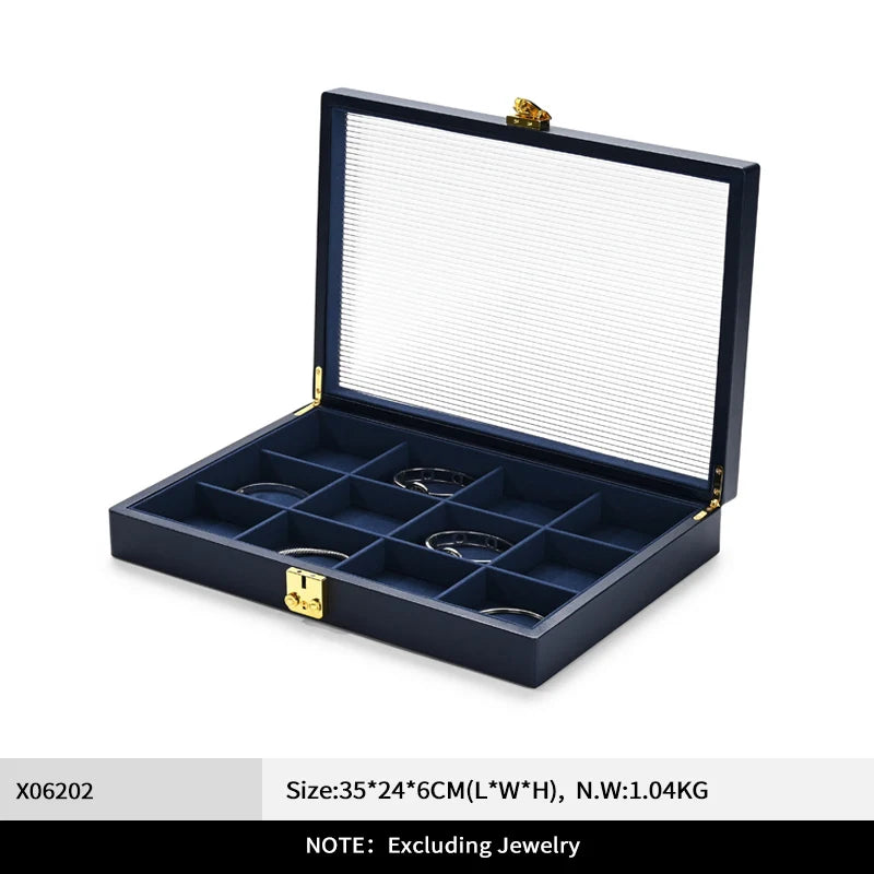 Boîte Bijoux Cuir Premium Couvercle Transparent