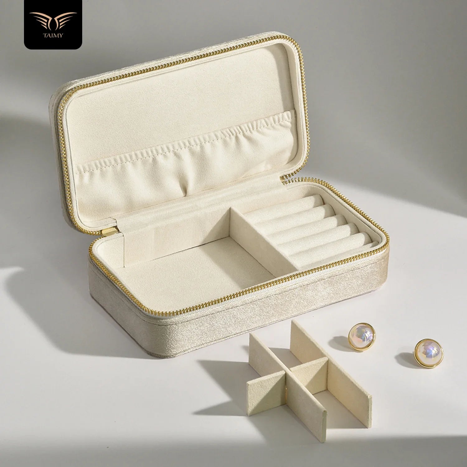 Boîte à Bijoux Velours Carrée Compartimentée