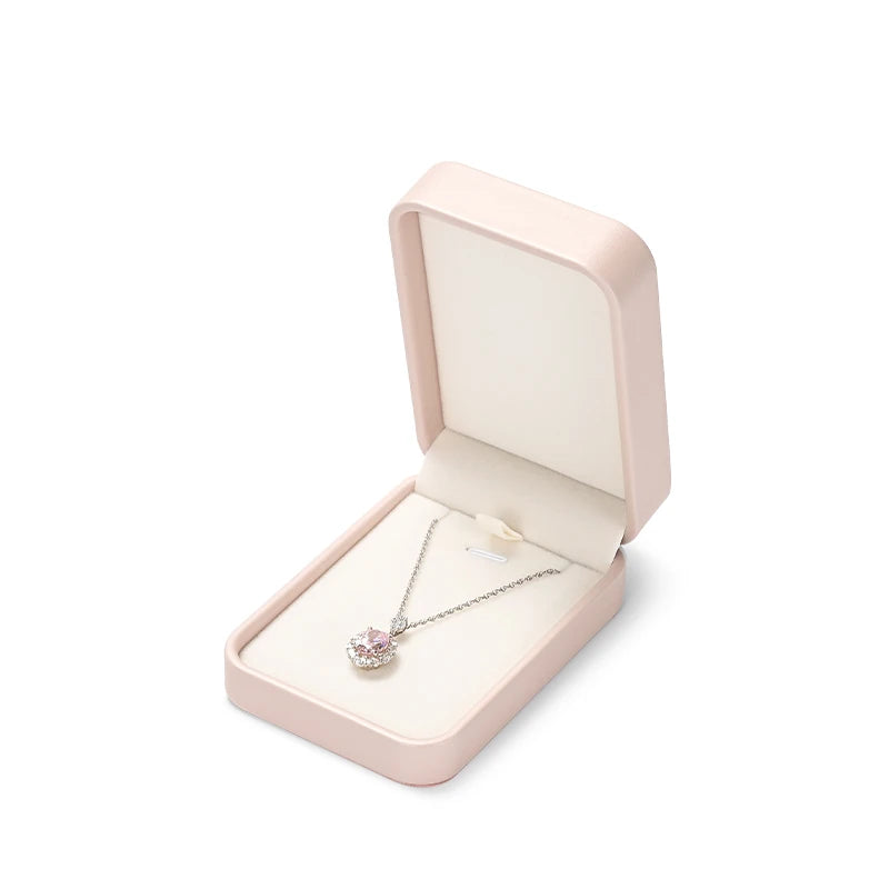 Boite Bijoux Cuir Rose Coffret Bague Collier