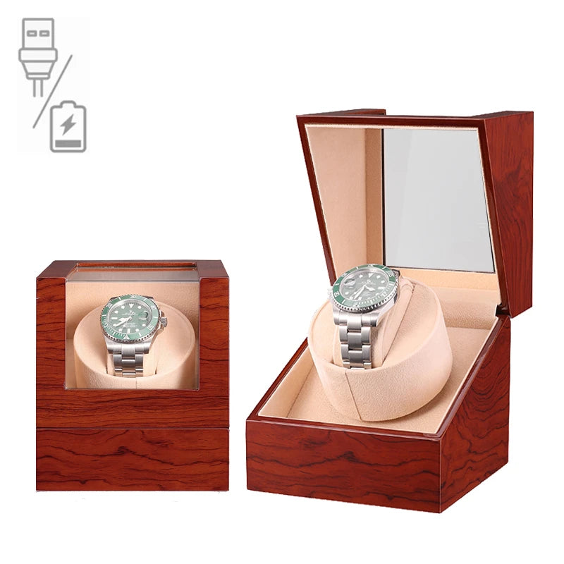 Remontoir Montre Bois Batterie Verre Vitrine