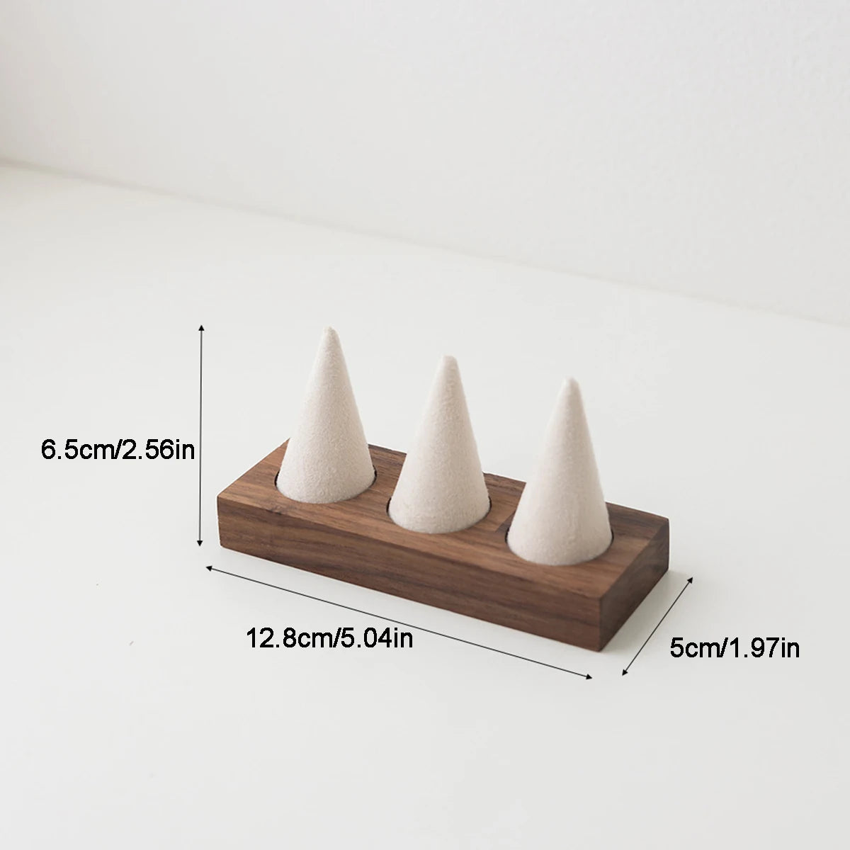 Présentoir Bois Noyer Bagues Boucles d'Oreilles Velours