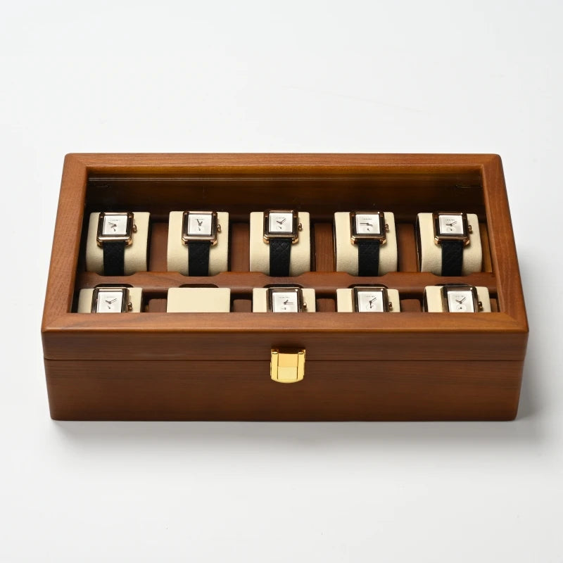 Boite Montre Cuir 10 Emplacements Multifonction Vitrine
