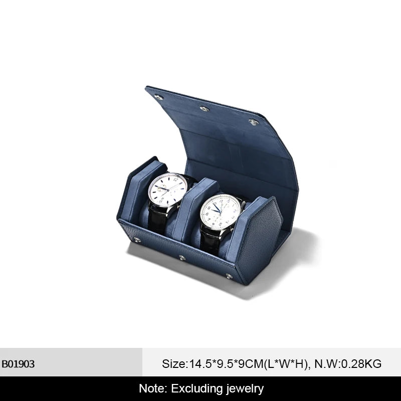 Étui Montre Cuir Hexagonal Voyage Portable