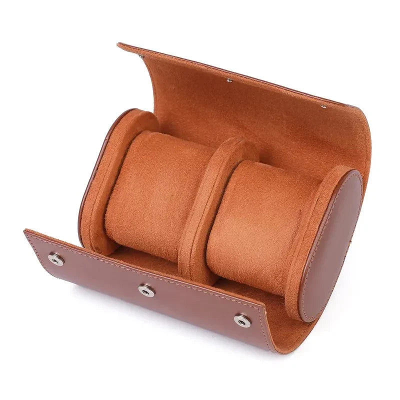 Etui Montre Cuir Lisse Noir Marron Voyage