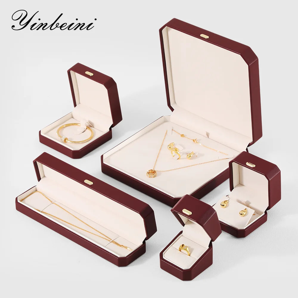 Boîte Cuir Bijoux Bague Boucle Oreille Coffret Cadeau