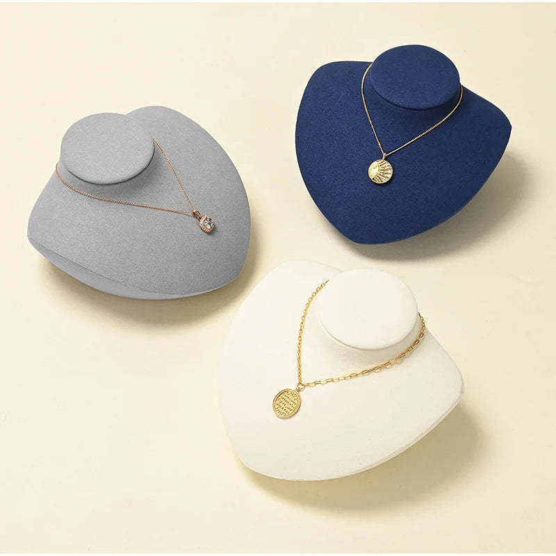 Présentoir Collier Buste Velours Plat 5 Coloris