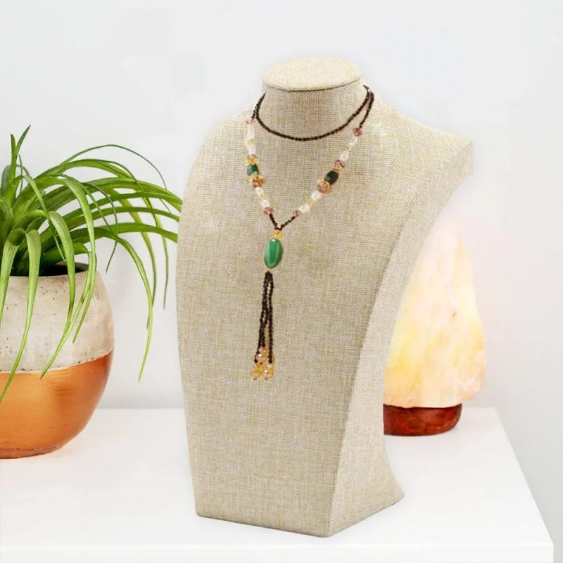 Présentoir Collier Buste Coton Lin Naturel