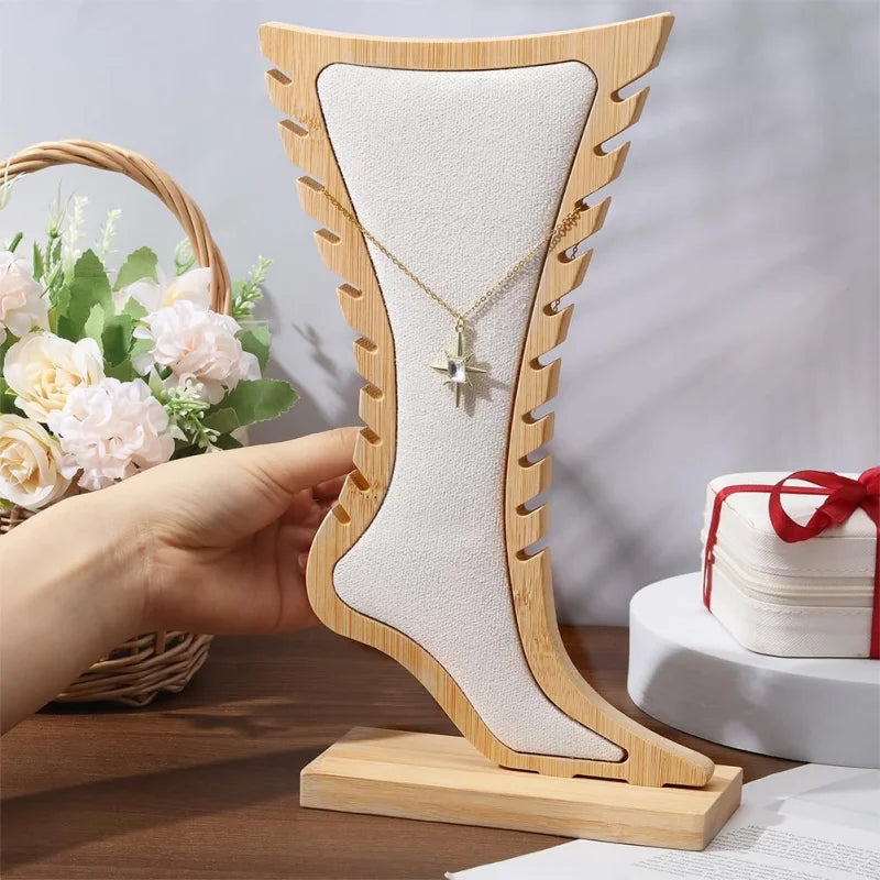 Présentoir bracelet cheville bois clair vertical