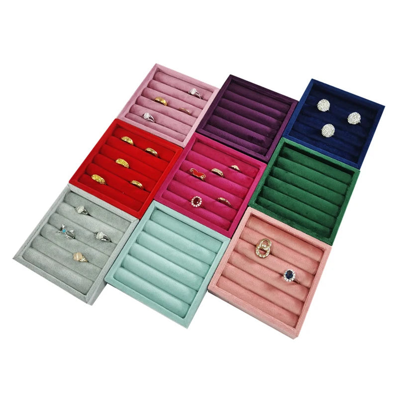 Plateau Bagues Velours Doux Organisateur Vitrine