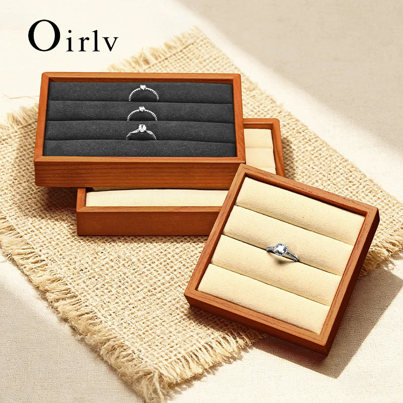 Plateau Bague Bois Velours Bijouterie