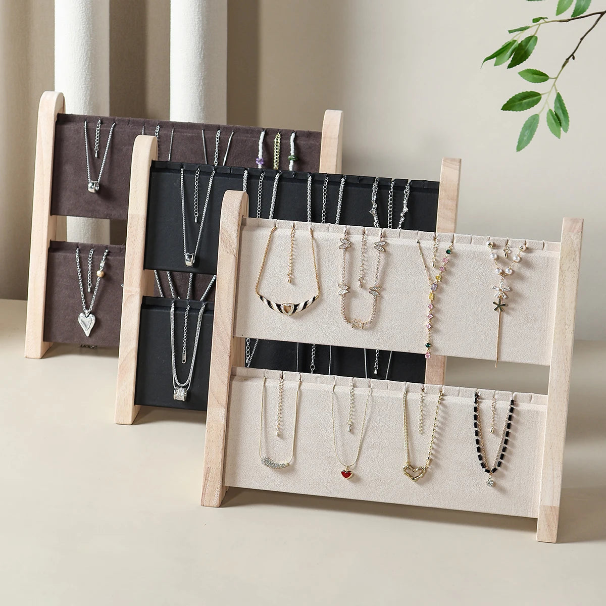 Presentoir Bois Incline 2 Etages Pliable Collier