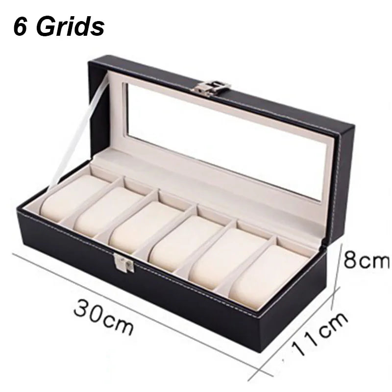 Boite Montre Cuir Beige Vitrine Verre Classique