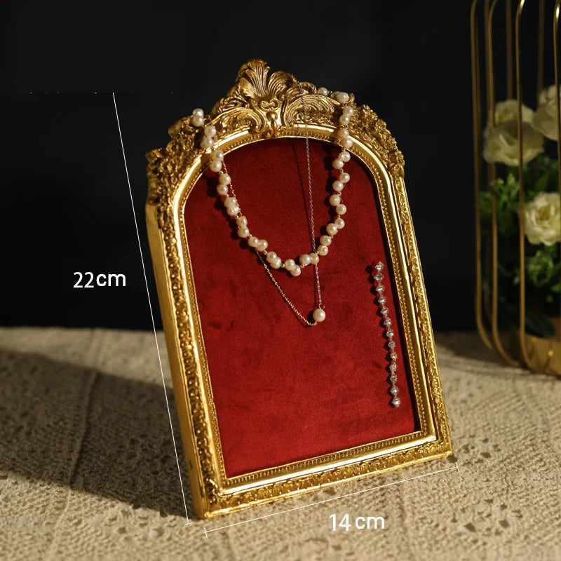 Présentoir Bijoux Velours Rouge et Doré