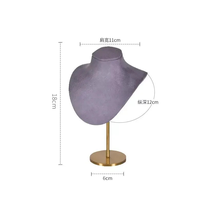 Ensemble Buste Velours Métal Présentoir Boucle Bague