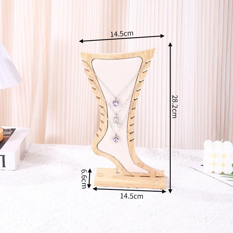 Présentoir bracelet cheville bois clair vertical