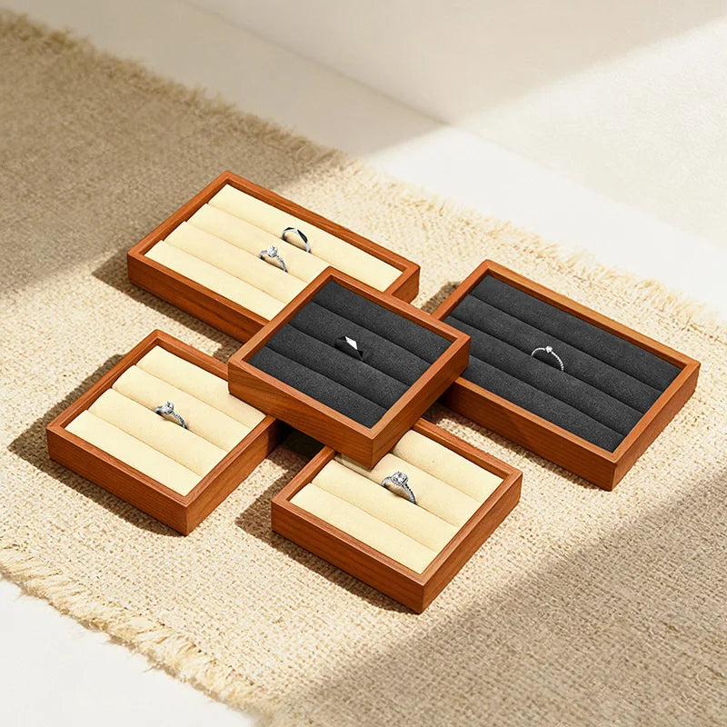Plateau Bague Bois Velours Bijouterie