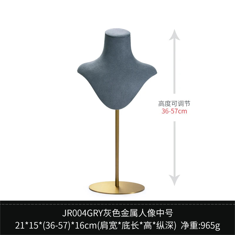 Présentoir Collier Velours Métal Doré Tige