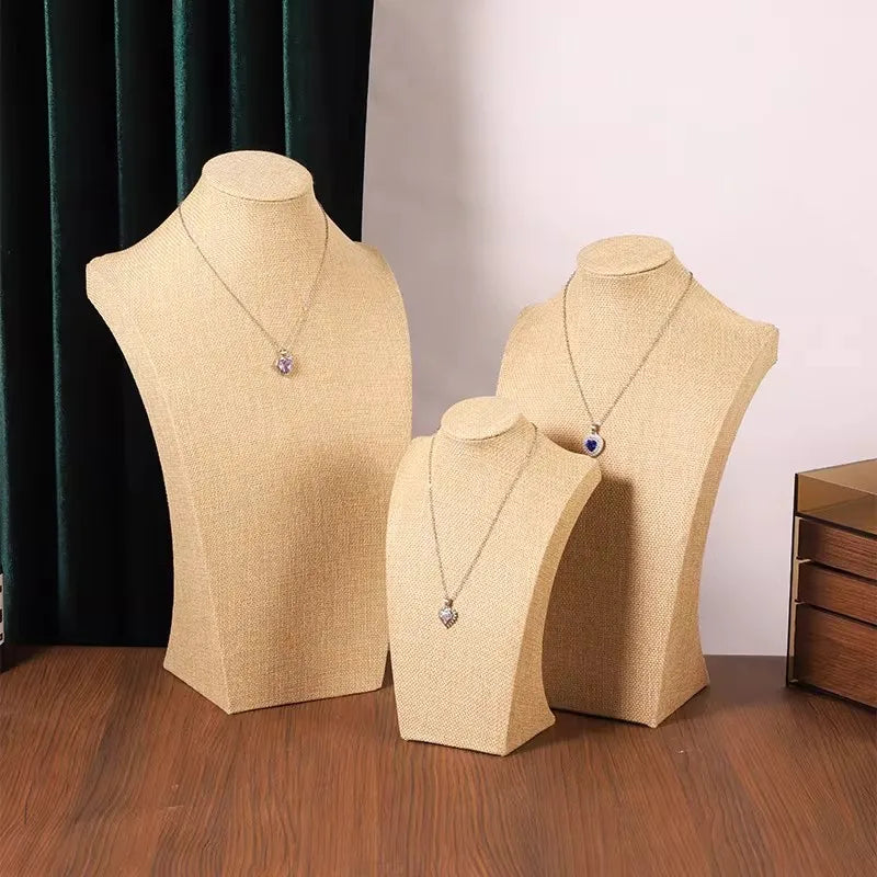 Présentoir Collier Coton Lin Beige