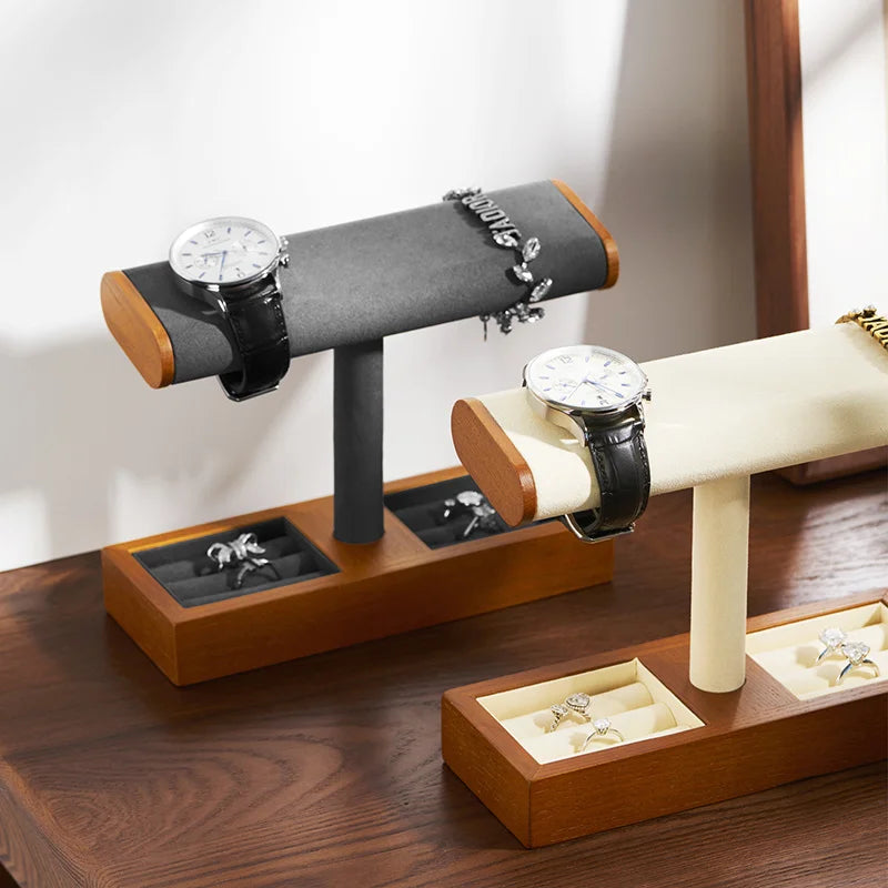 Présentoir Montre Bois Velours Incliné