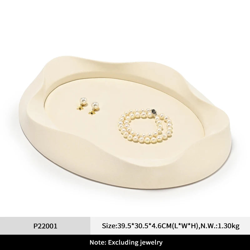 Plateau Bijoux Microfibre Beige Pétale