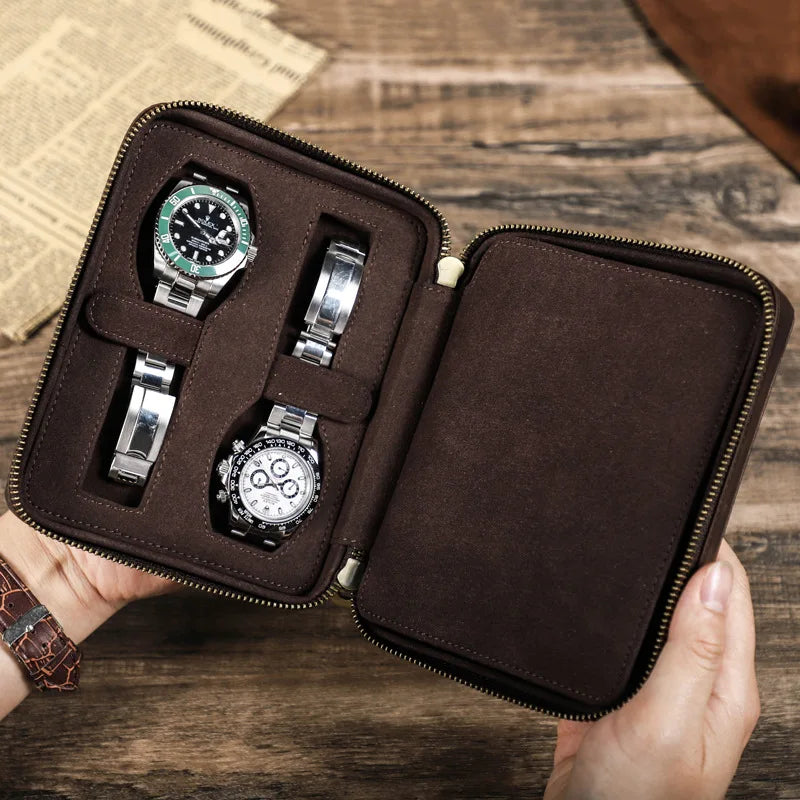 Pochette Etui Montre Cuir Voyage Compact