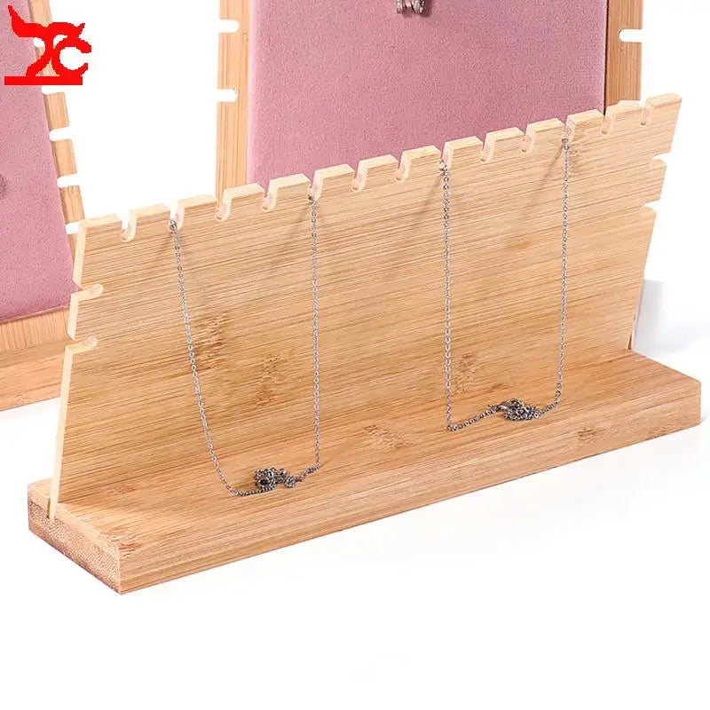 Présentoir Collier Plat Bois Velours
