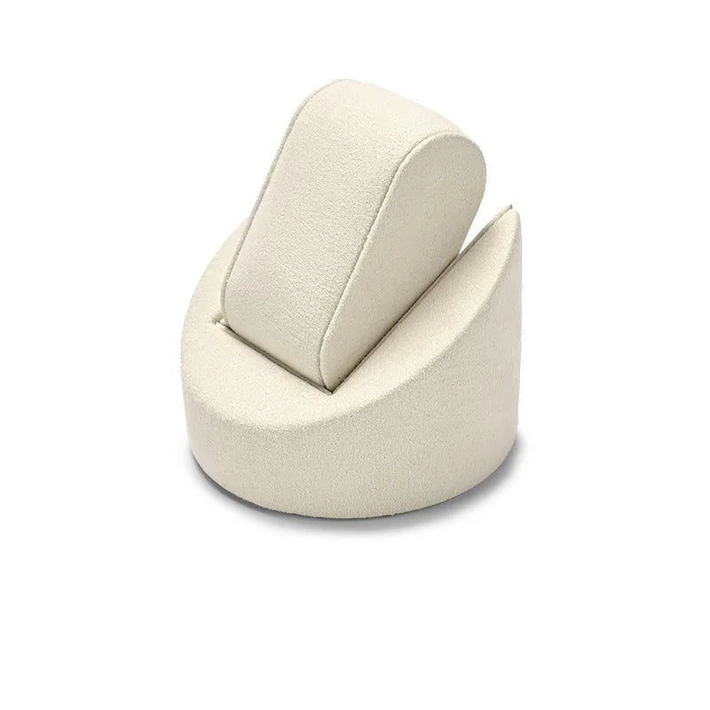 Présentoir montre individuel en tissu – support beige avec ses cotes
