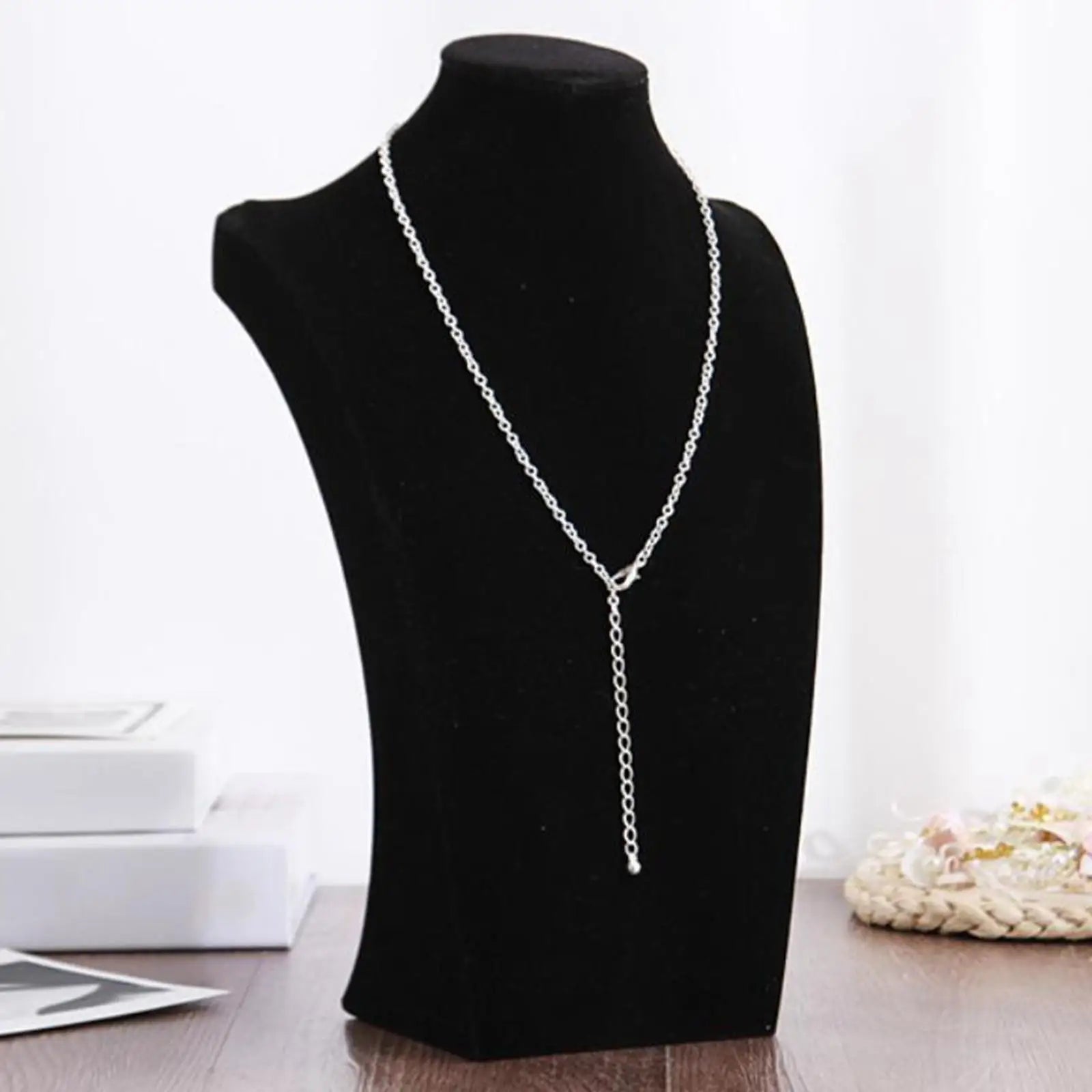 Buste Collier Velours Pendentif Chaîne Femme