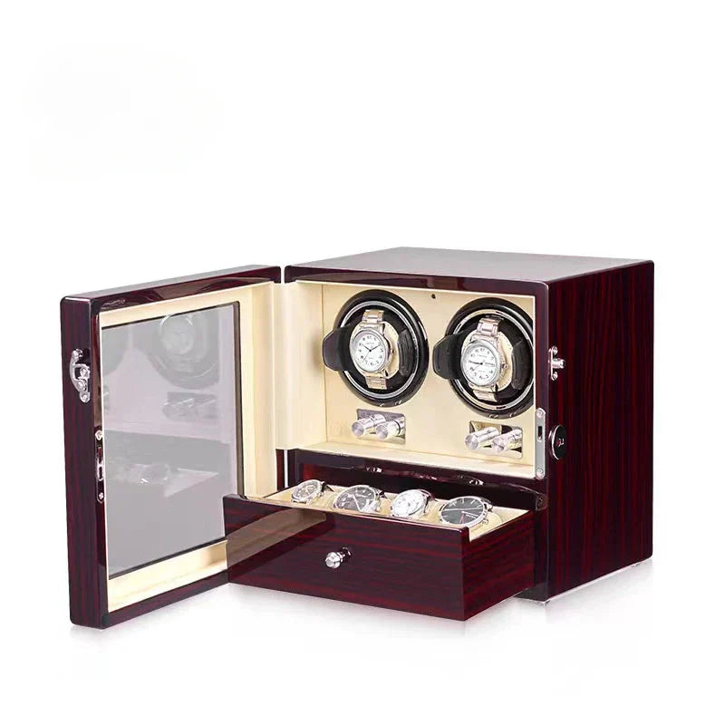 Coffre Fort Montre Bois 2 Remontoirs Stockage Marron