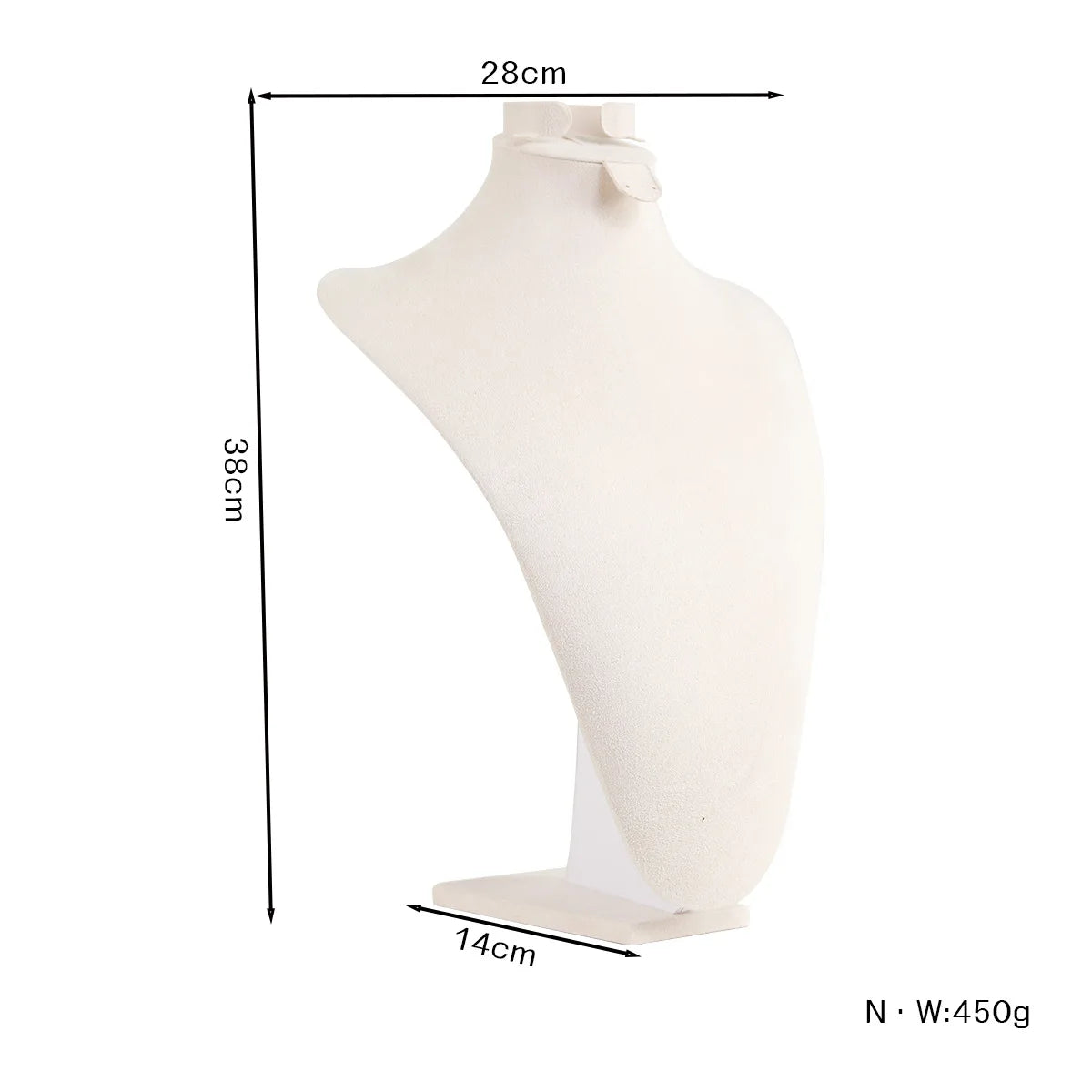 Présentoir Collier Velours Blanc Style