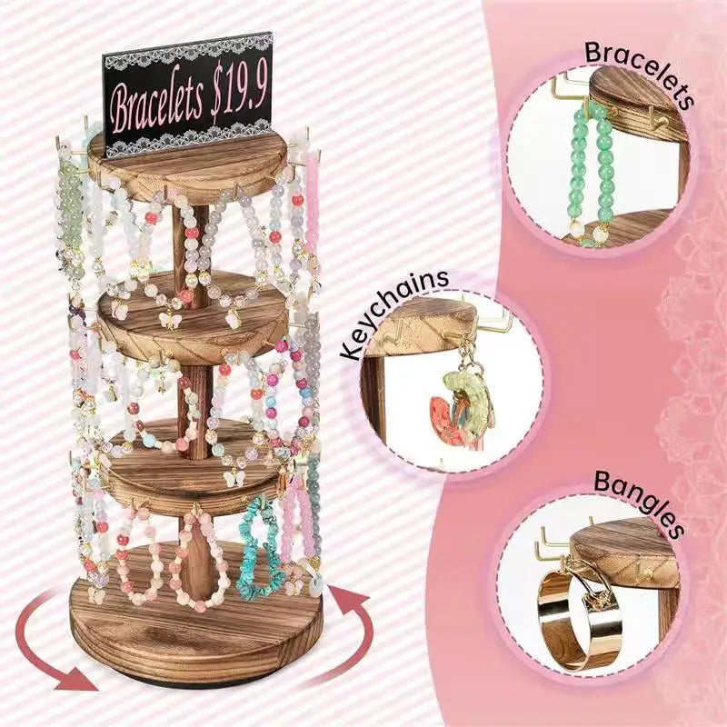 Présentoir Rotatif Bois 3 Niveaux Collier Bracelet