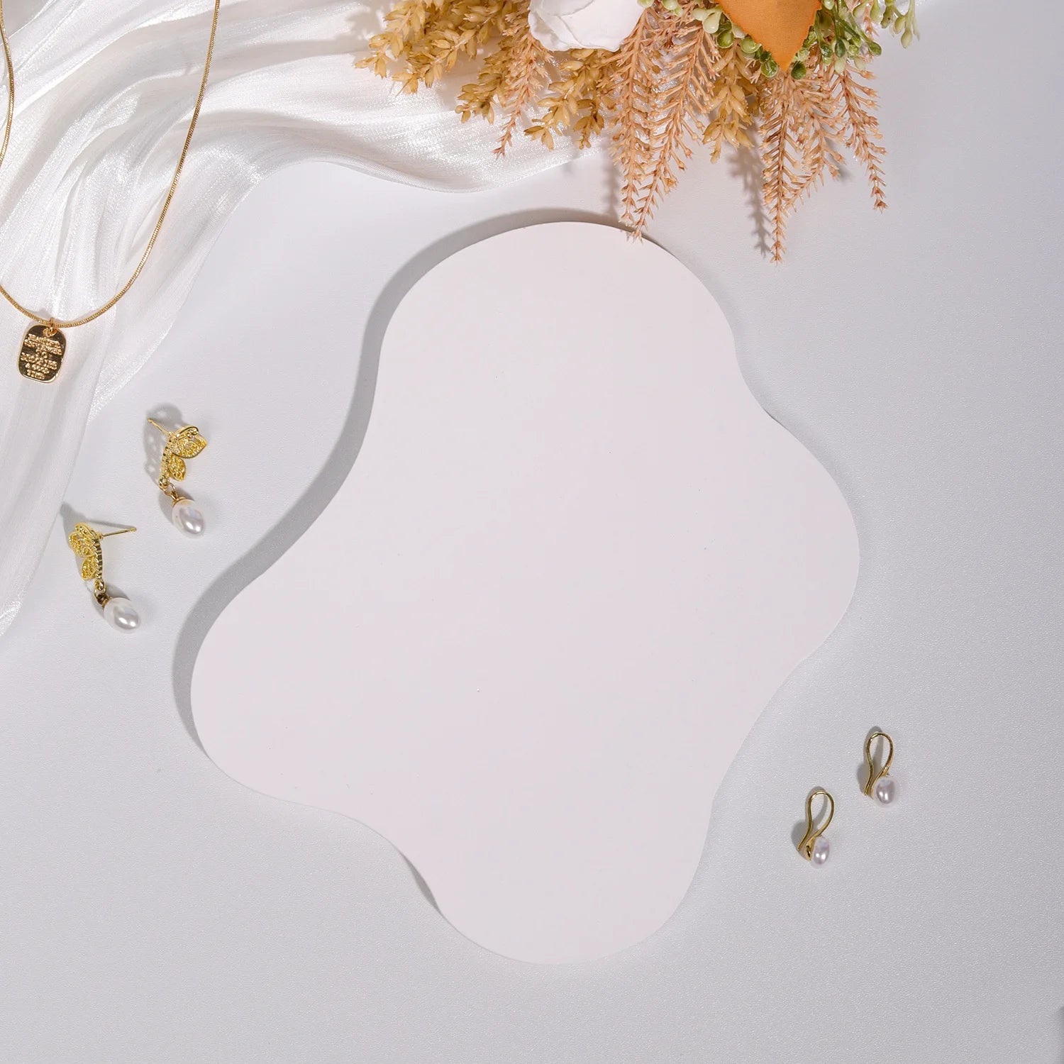 Plateau Pierre Gypse Blanc Bague Boucle Oreille Bijoux