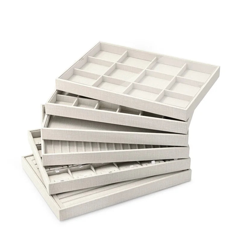 Plateau Bijoux Cuir Multi-fonction Beige