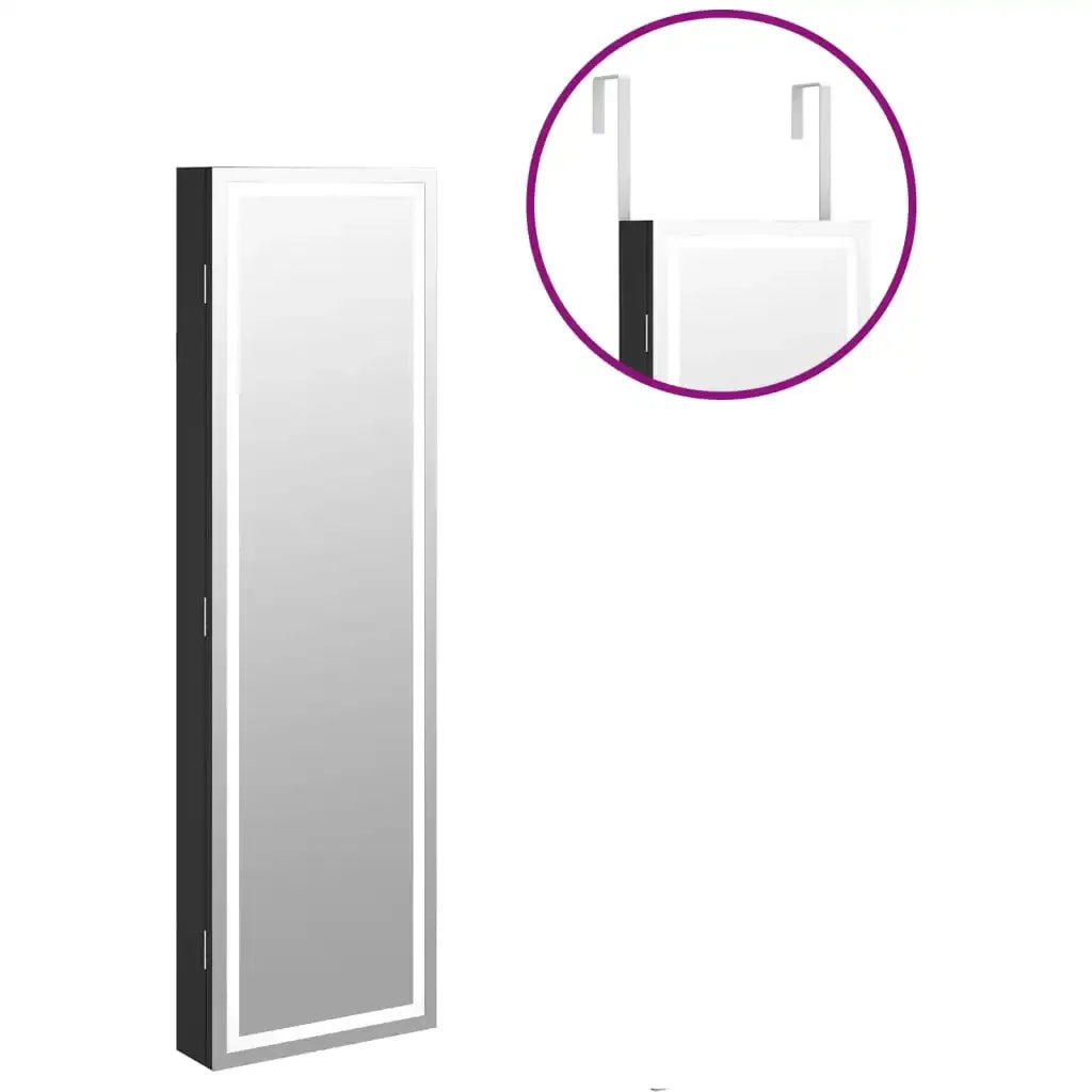 Boîte Bijoux Bois Murale Noire Sans Cadre LED