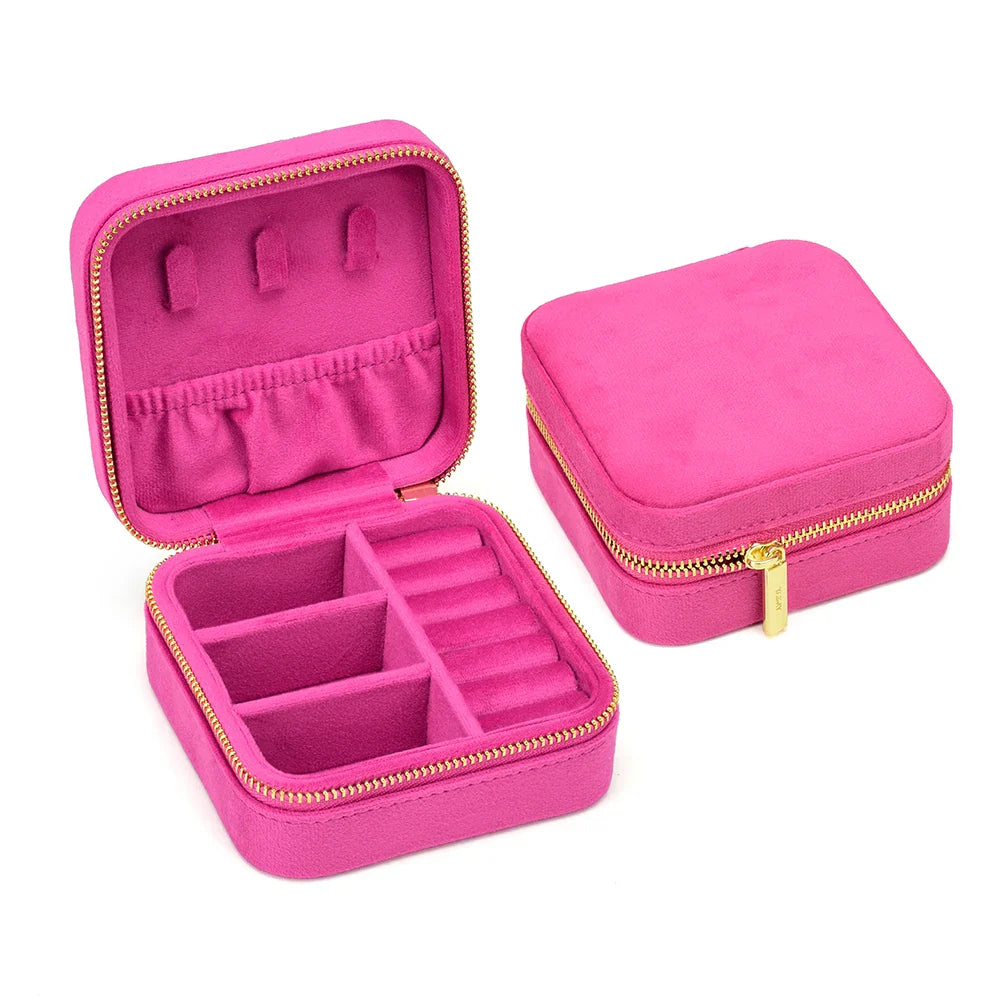 Boîte à Bijoux Velours Vintage Miroir 14 Couleurs