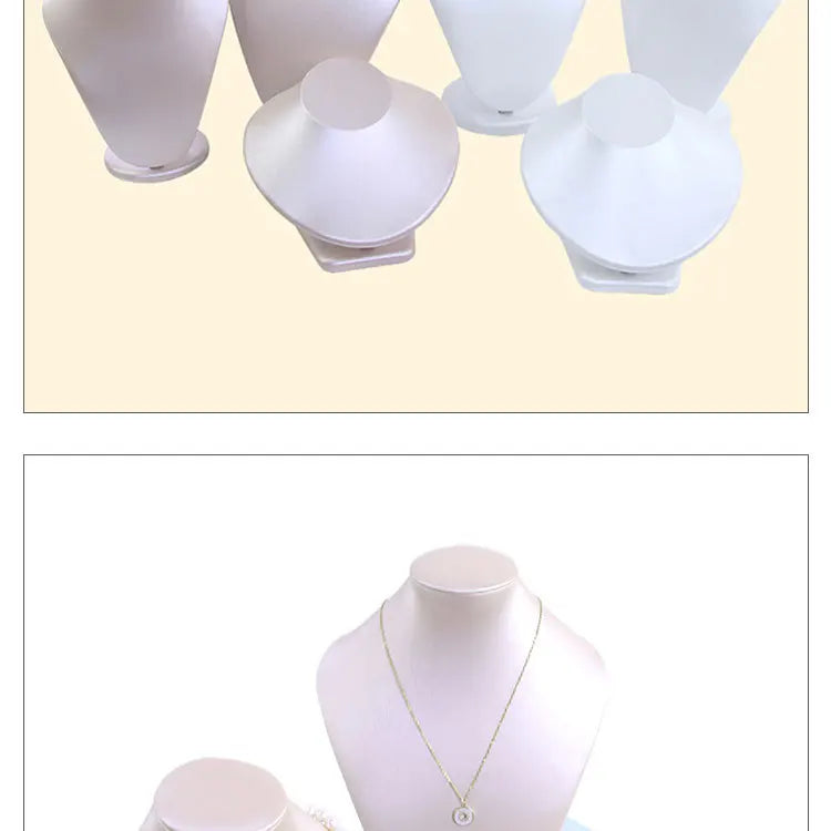 Présentoir Collier Buste Simili Cuir Brillant
