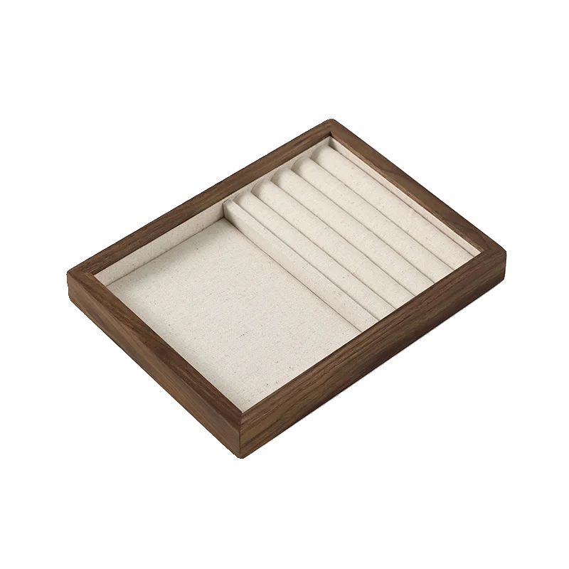 Boîte Bijoux Bois Noyer Lin Premium