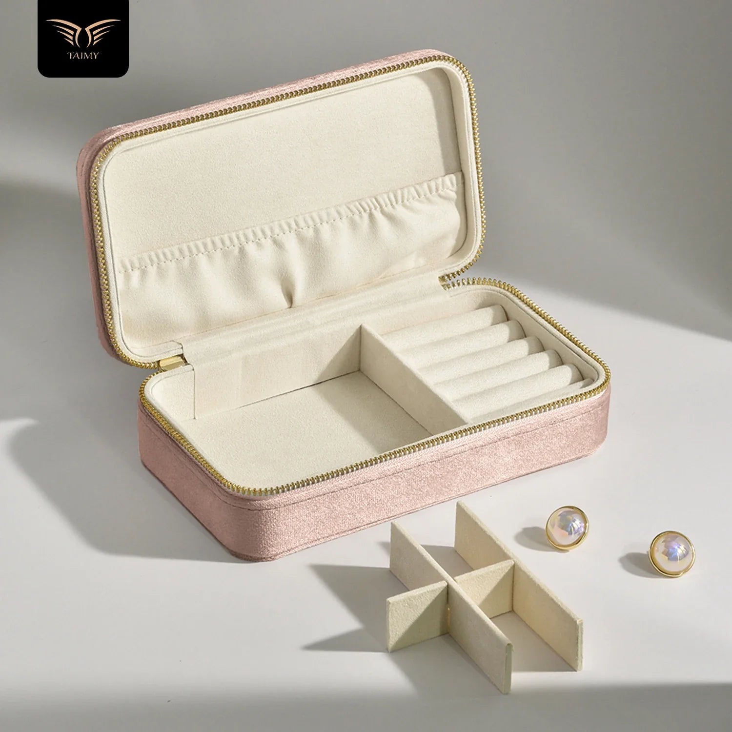 Boîte à Bijoux Velours Carrée Compartimentée