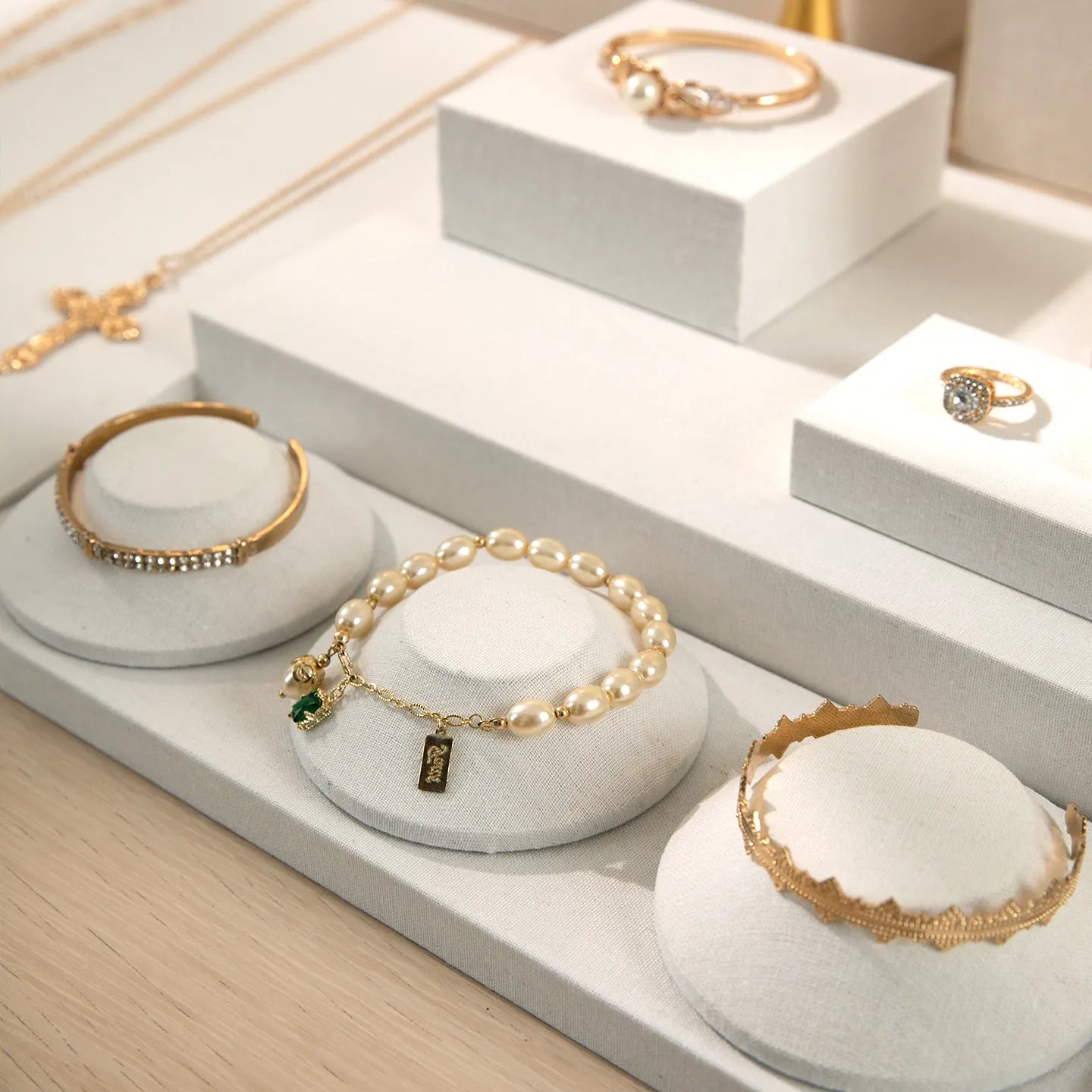 Porte Bijoux Bois Noyer Lin Coiffeuse