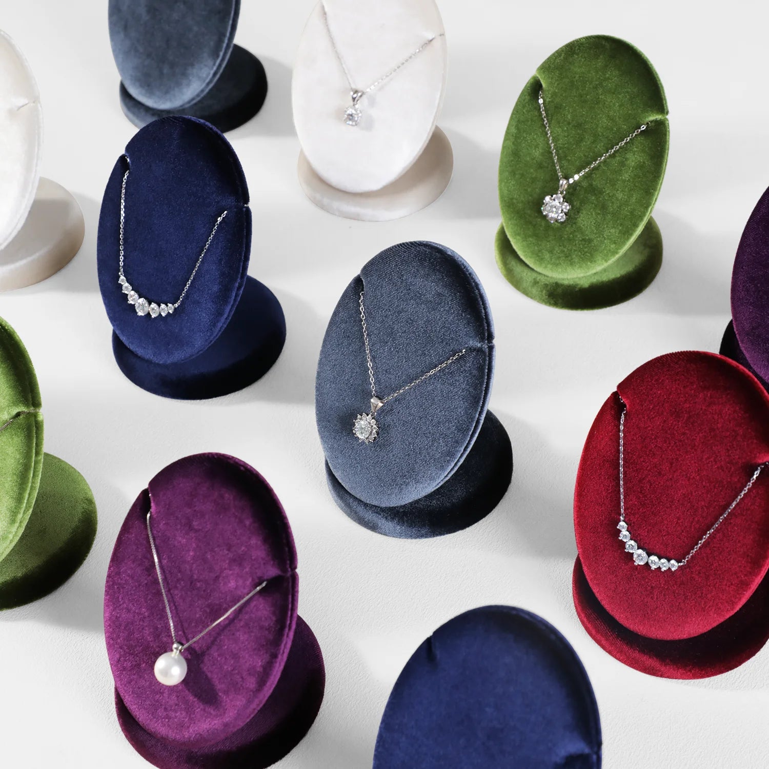 Présentoir Collier Velours Ovale Multicolore