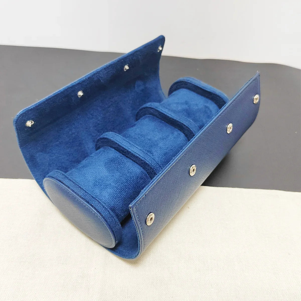 Etui Montre Cuir Bleu 2-3 Places Voyage