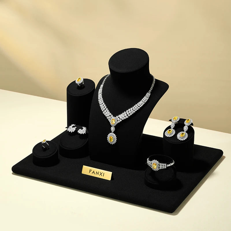 Presentoir Bijoux Noir Microfibre Vitrine Comptoir